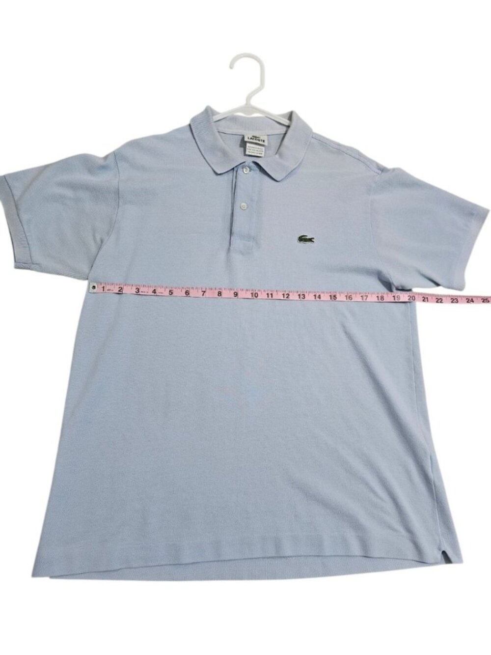 Lacoste Men Size 6 US L/XL Polo Light Blue Cotton Solid Iconic Investment Rare - Picture 6 of 7